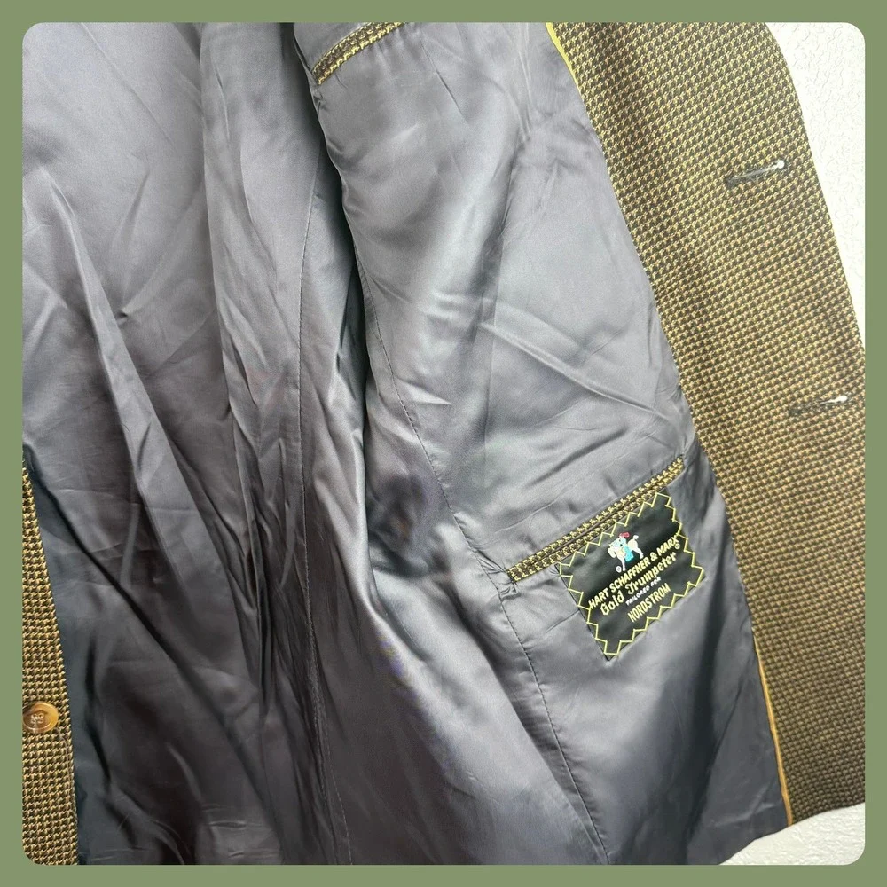 Vintage Hart‎ Schaffner Marx Nordstrom Mens Blazer Sport Coat Jacket Houndstooth